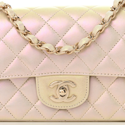 Chanel Iridescent Lambskin Quilted Mini Rectangular Flap Ivory 8 of 11