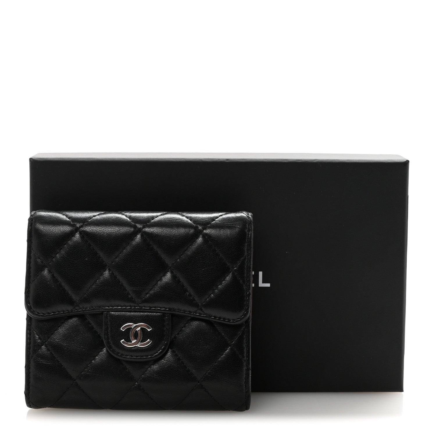 Chanel Lambskin Quilted Compact Flap Wallet Black 9 of 9