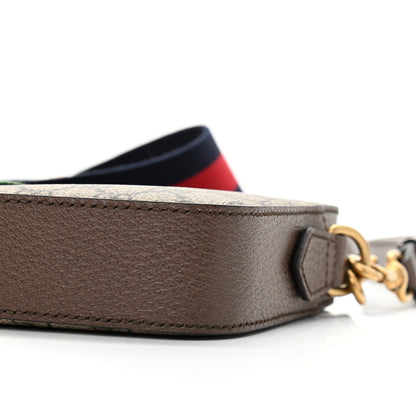 Gucci GG Supreme Monogram Textured Dollar Calfskin Web Ophidia Wristlet Shoulder Bag Beige Ebony New Acero 10 of 12