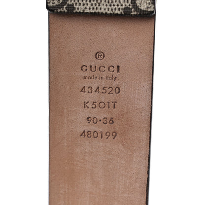Gucci GG Supreme Monogram Selleria Calfskin Kingsnake 35mm Belt 90 36 Beige Ebony Multicolor Cocoa 3 of 8
