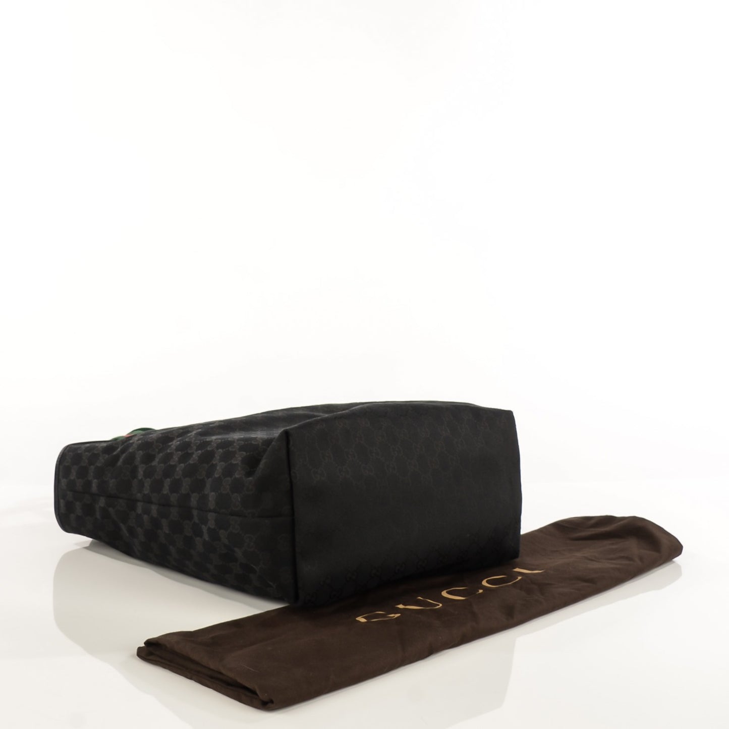 GG Monogram Medium Web Handle Vertical Tote Black