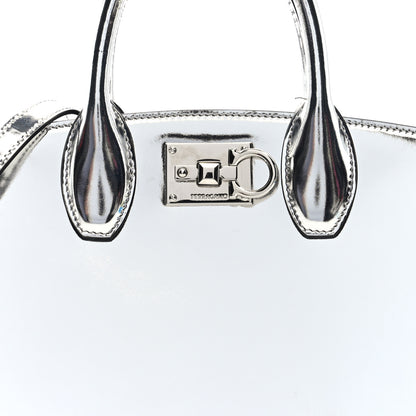 Salvatore Ferragamo Metallic Calfskin Small The Studio Box Bag Argento 7 of 9