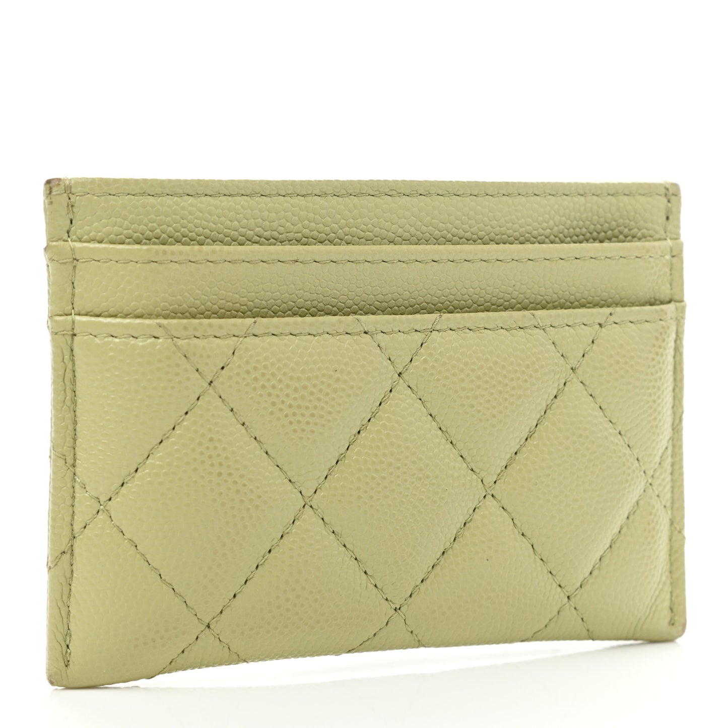 Caviar Quilted French New Wave Card Holder Light Green