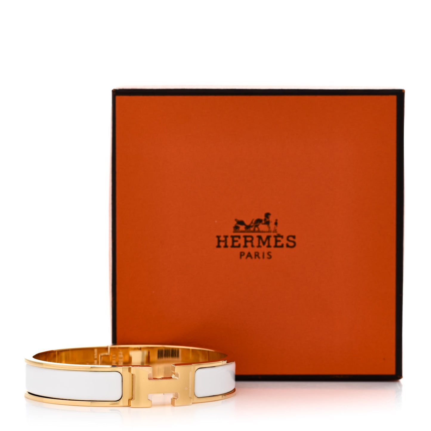 Enamel Narrow Clic Clac H Bracelet GM White