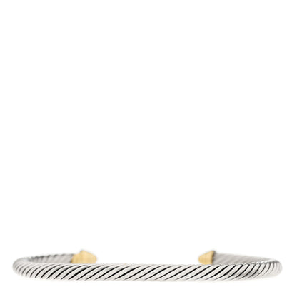 David Yurman Sterling Silver 18K Yellow Gold 4mm Cable Classics Bracelet 2 of 3