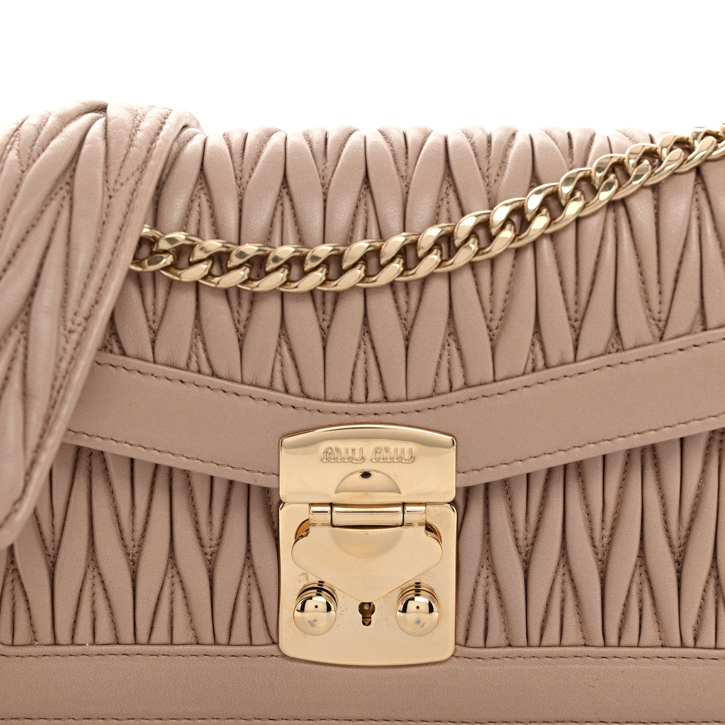 Lambskin Confidential Matelasse Chain Shoulder Bag Cammeo