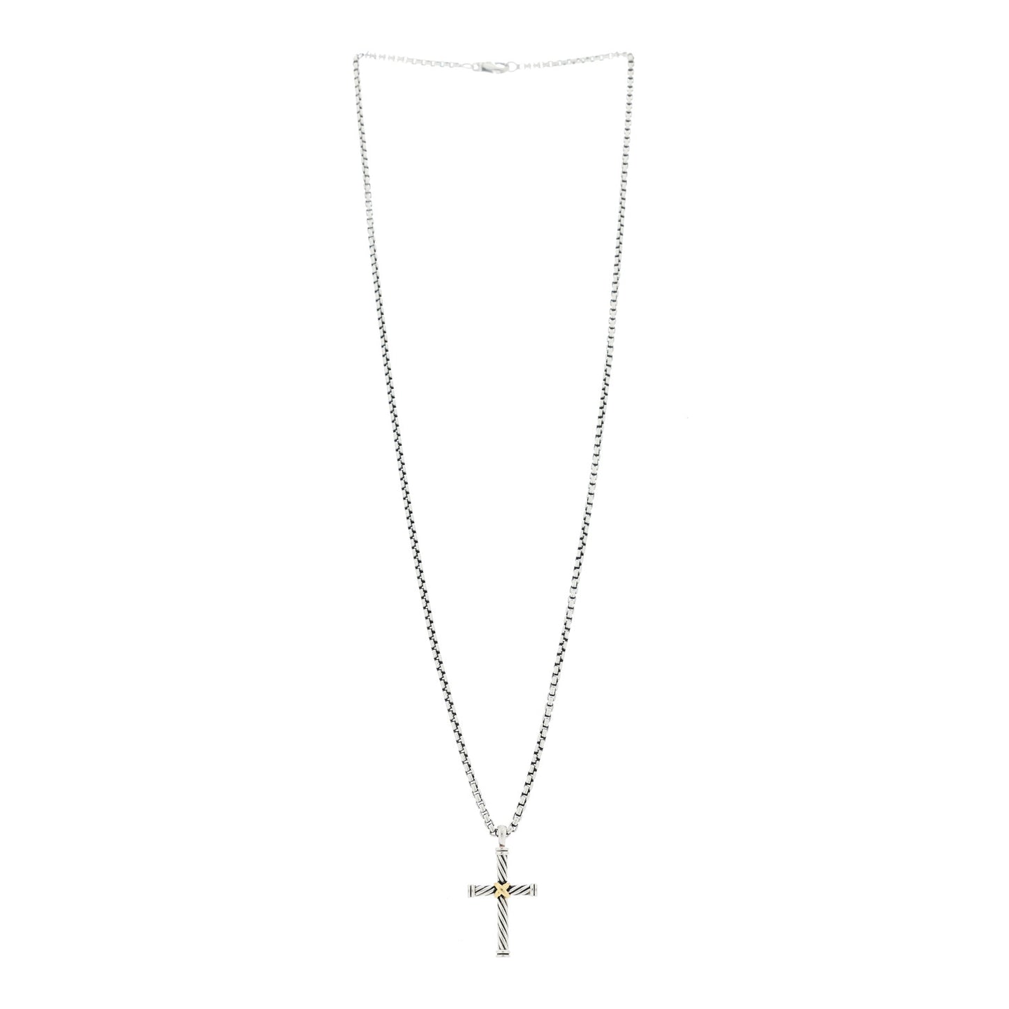 Sterling Silver 18K Yellow Gold X Cross Pendant Necklace