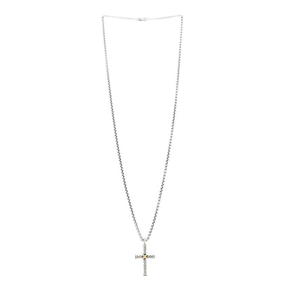 David Yurman Sterling Silver 18K Yellow Gold X Cross Pendant Necklace 3 of 6