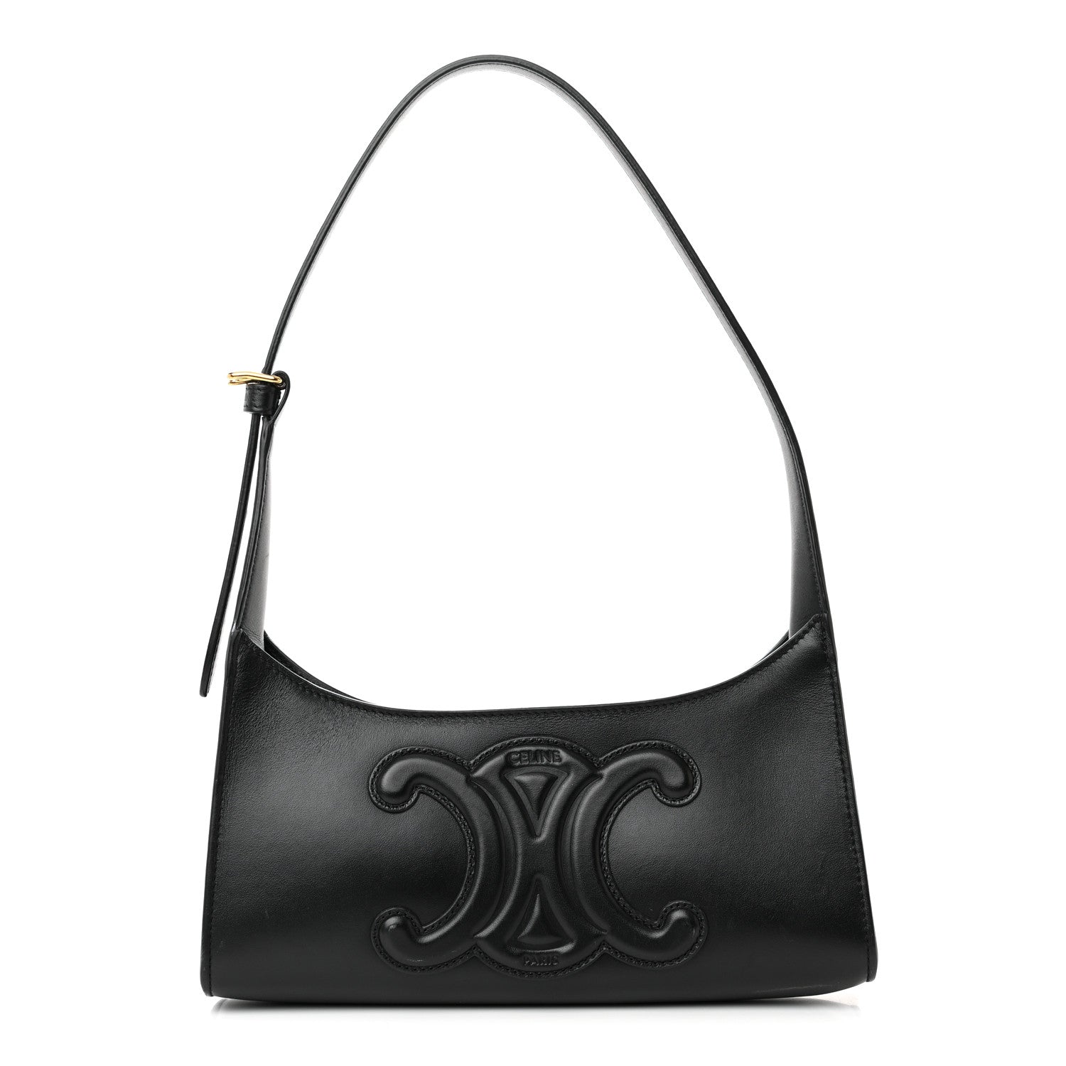Celine Smooth Calfskin Cuir Triomphe Shoulder Bag Black 1 of 14