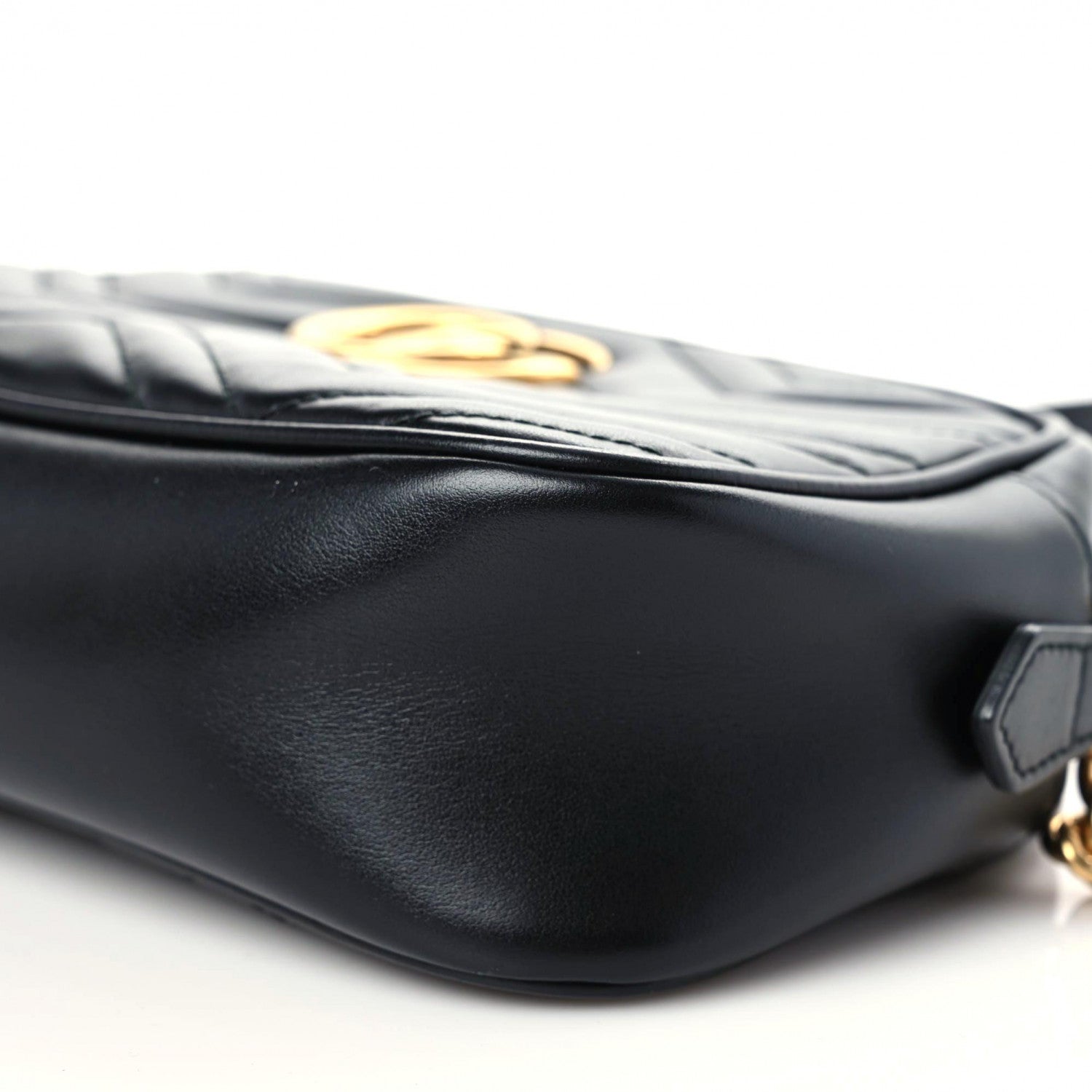 Gucci Calfskin Matelasse Small GG Marmont Chain Shoulder Bag Black 10 of 11