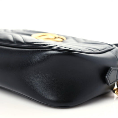 Gucci Calfskin Matelasse Small GG Marmont Chain Shoulder Bag Black 10 of 11