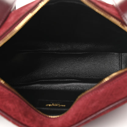 Saint Laurent Suede Monogram All Over Camera Bag Burgundy 5 of 11