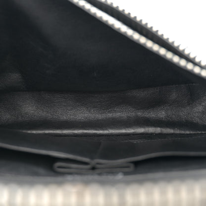 Chanel Canvas Sequin Stripe Medium Double Flap Black White 5 of 10