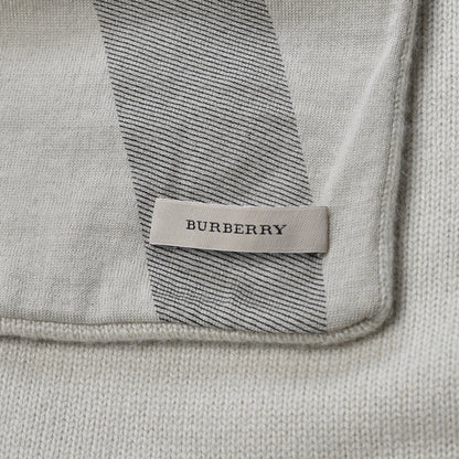 Burberry Cashmere Knitted Giant Check Scarf Pale Grey Melange 5 of 6