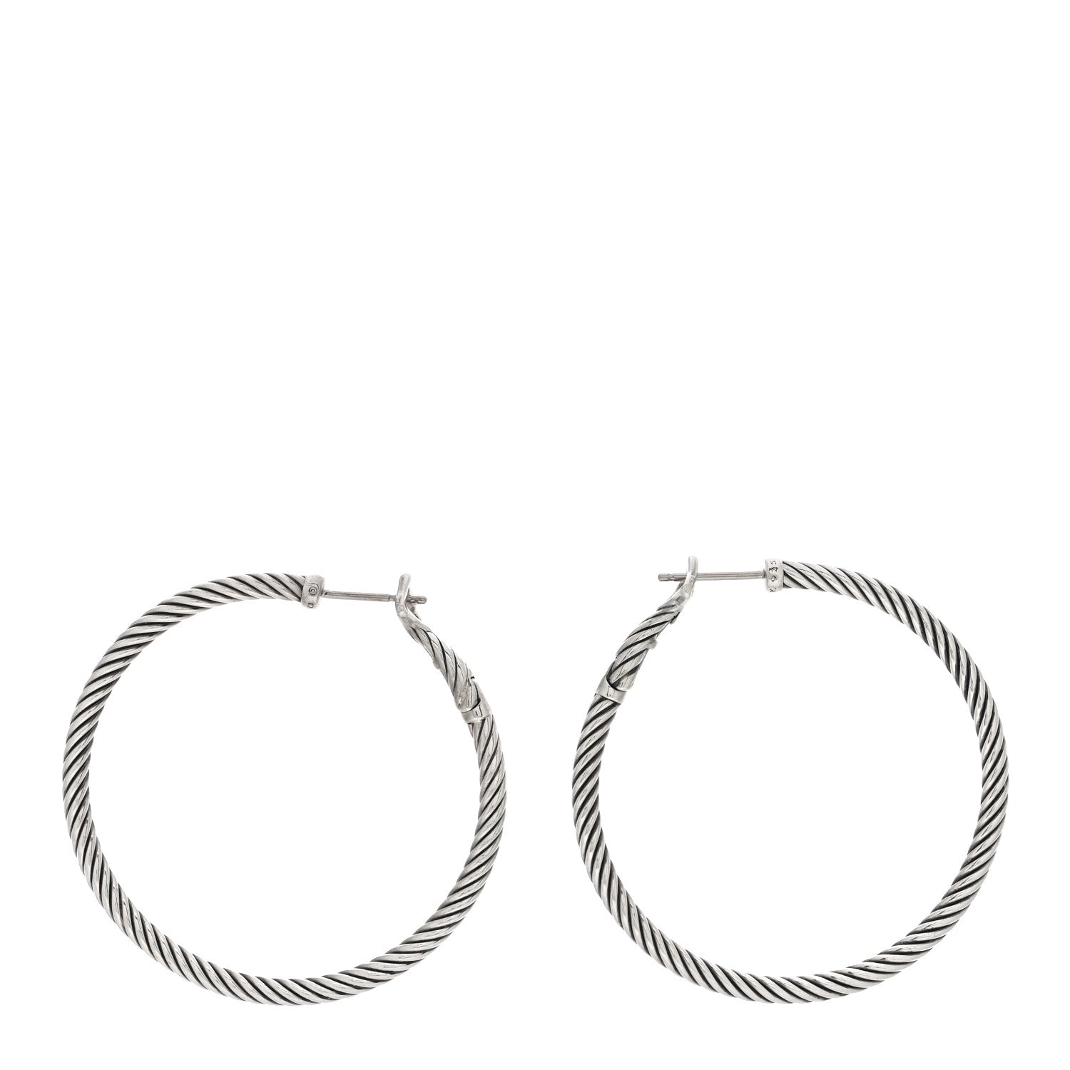 David Yurman Sterling Silver Medium Cable Classics Hoop Earrings 3 of 4