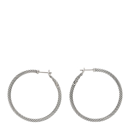 David Yurman Sterling Silver Medium Cable Classics Hoop Earrings 3 of 4