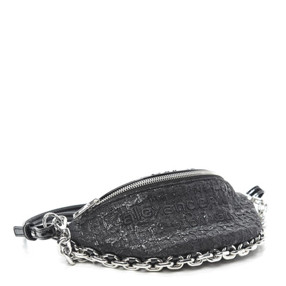 Alexander Wang Patent Tweed Chain Embellished Attica Belt Bag Black 4 of 9