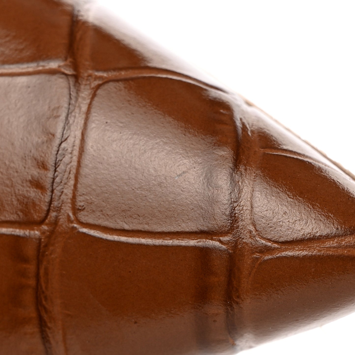 Calfskin Crocodile Embossed Choc Lock Flats 40 Biscotto