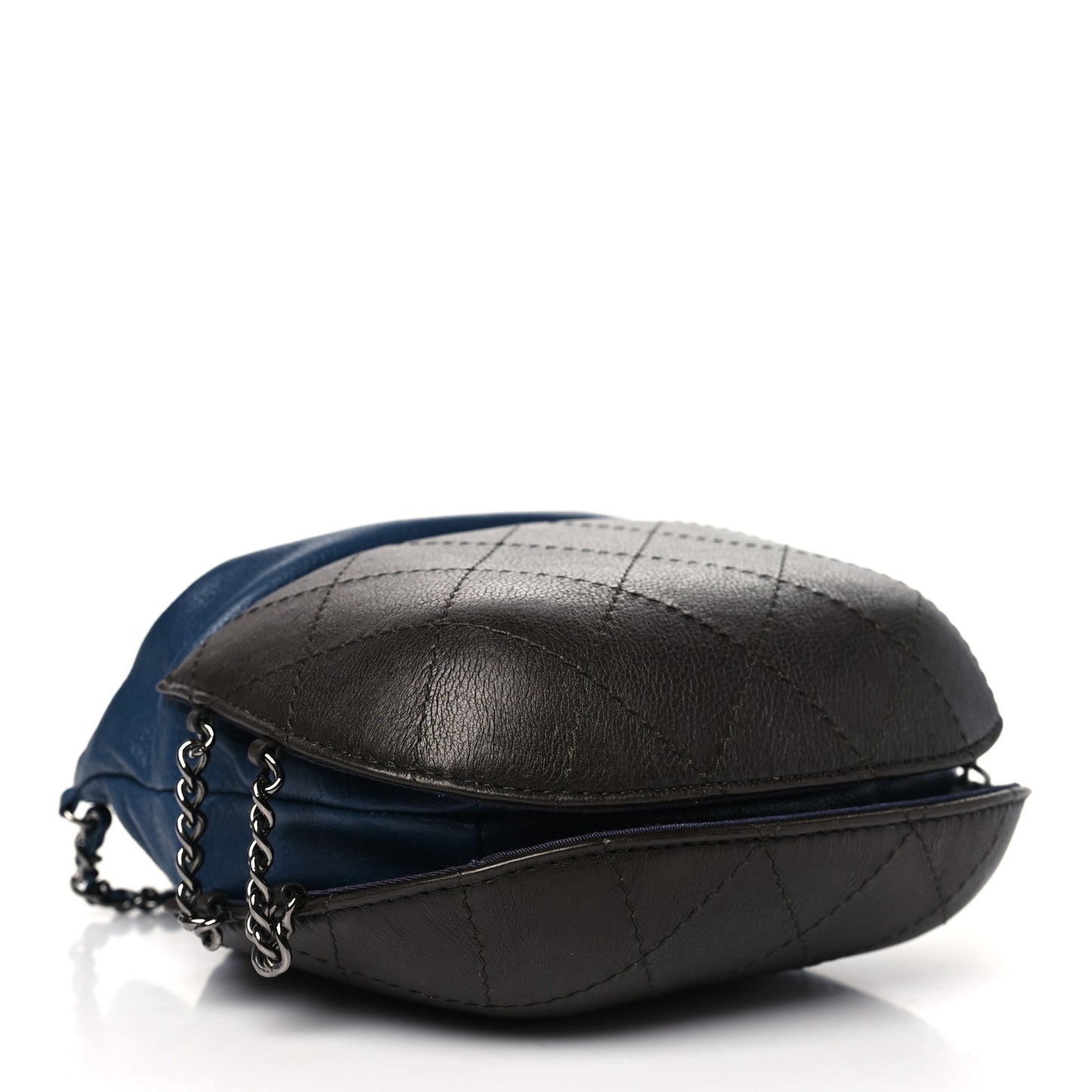 Calfskin Quilted Small Gabrielle Bucket Navy Blue Brown