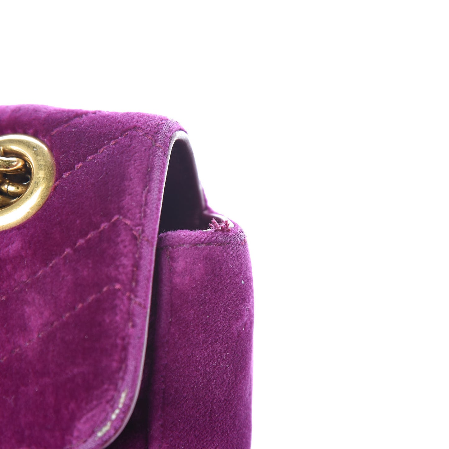 Velvet Matelasse Small GG Marmont Shoulder Bag Fuchsia Violet Cyclamen