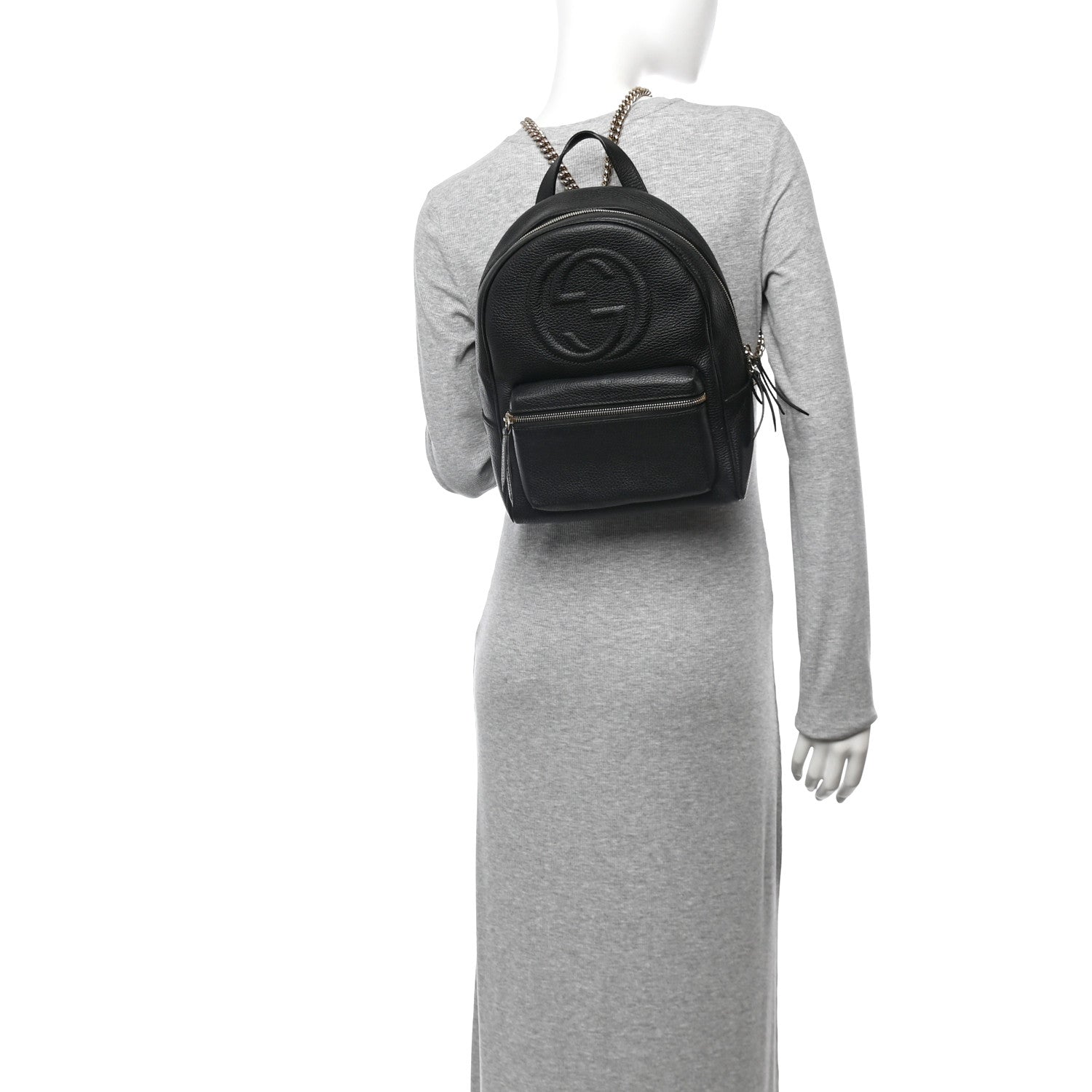 Gucci Pebbled Calfskin Soho Chain Backpack Black 2 of 12