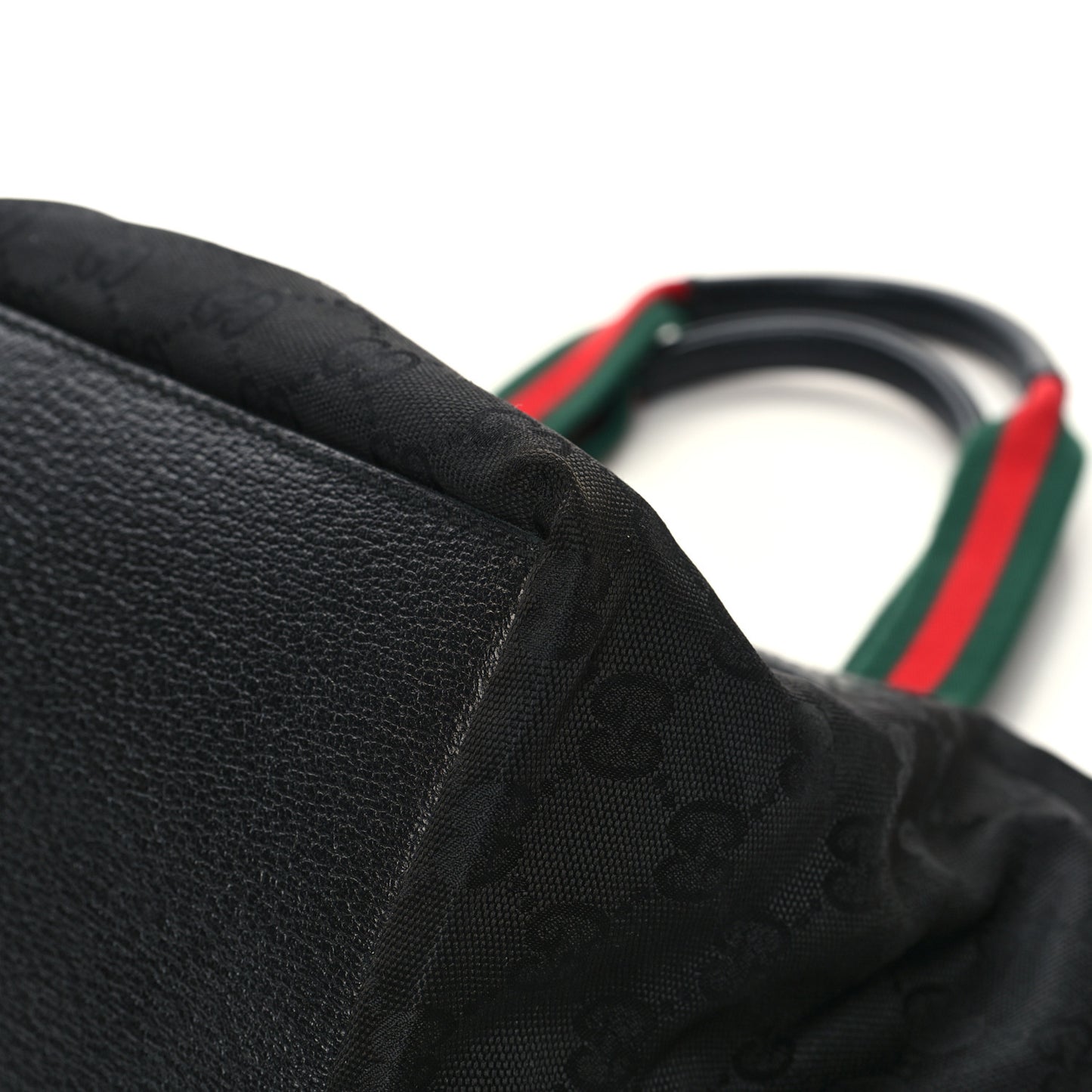 GG Monogram Small Web Handle Bucket Tote Black