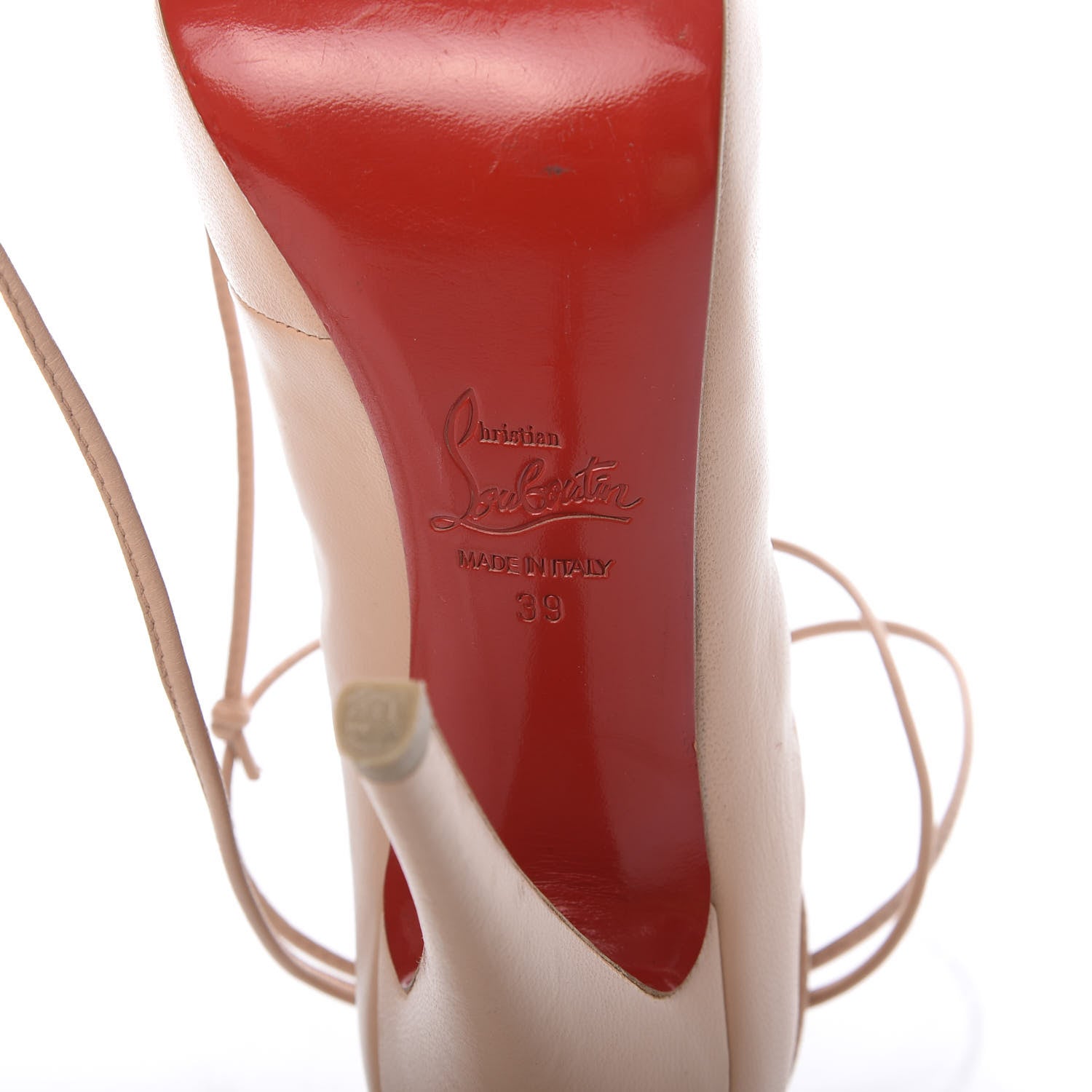 Christian Louboutin Nappa Bloody Mary 120 Platform Lace Up Pumps 39 Nude 7 of 9