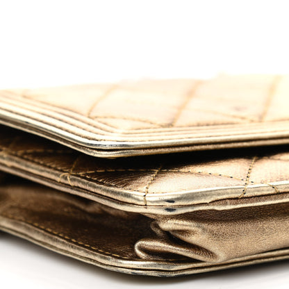 Chanel Distressed Calfskin Quilted Boy Wallet On Chain WOC Gold 9 of 15