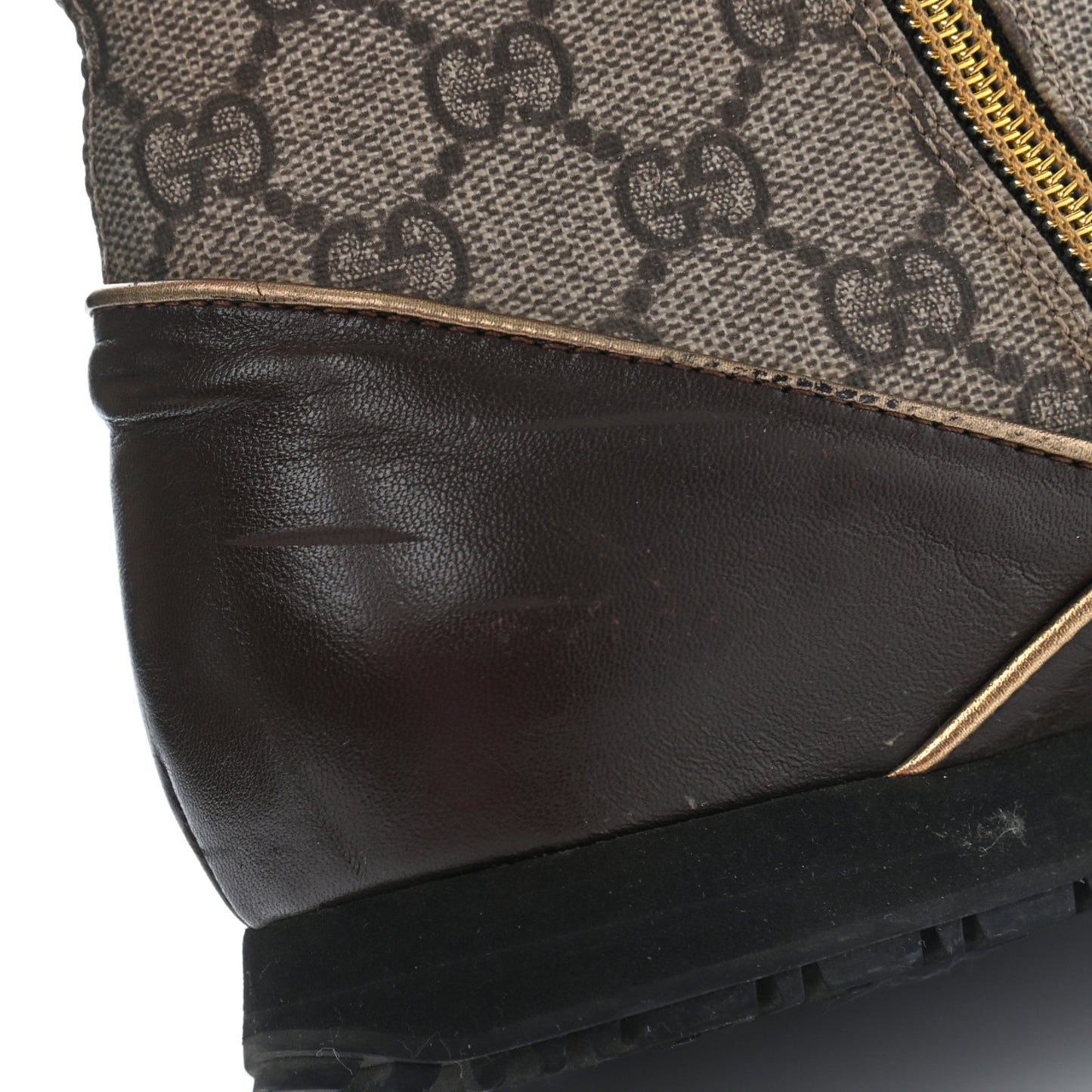 GG Plus Monogram Rabbit Fur Boots 39 Dark Brown