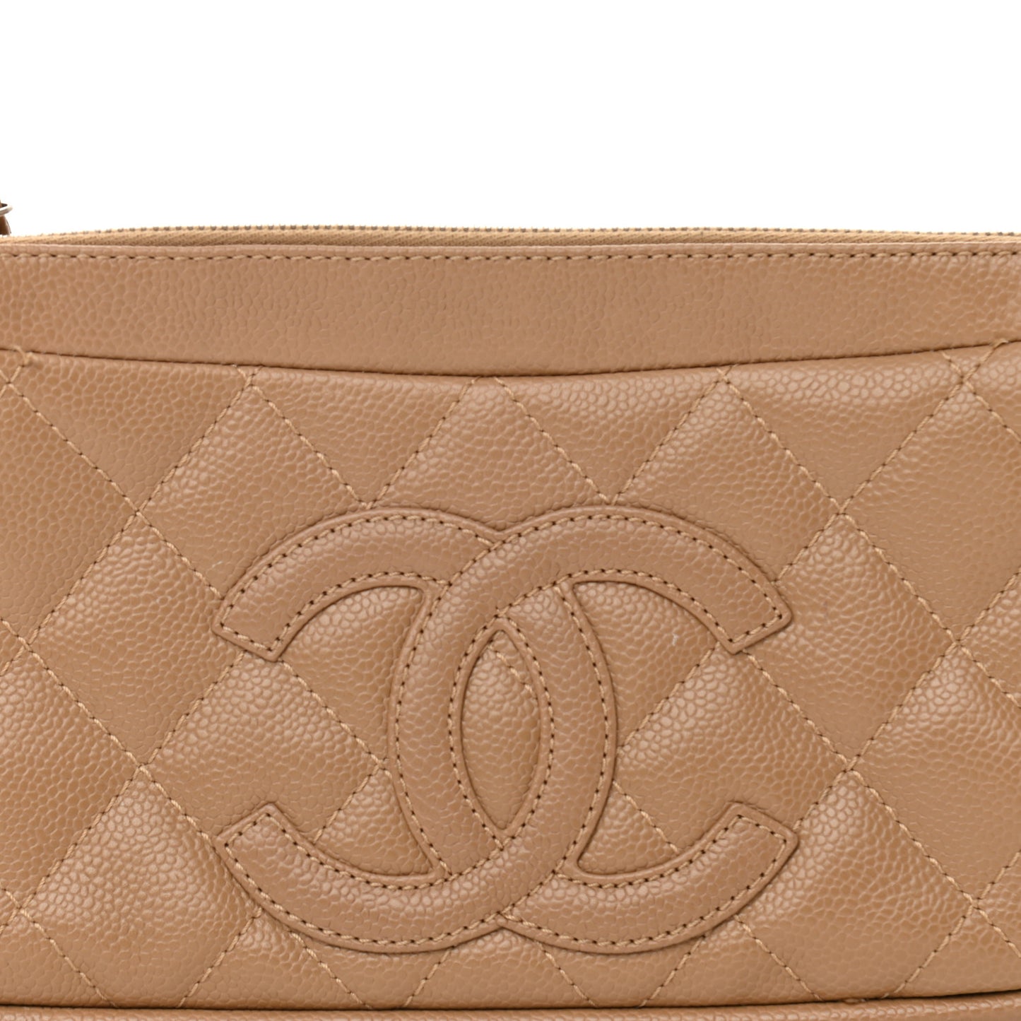Caviar Quilted Timeless CC Shoulder Bag Beige