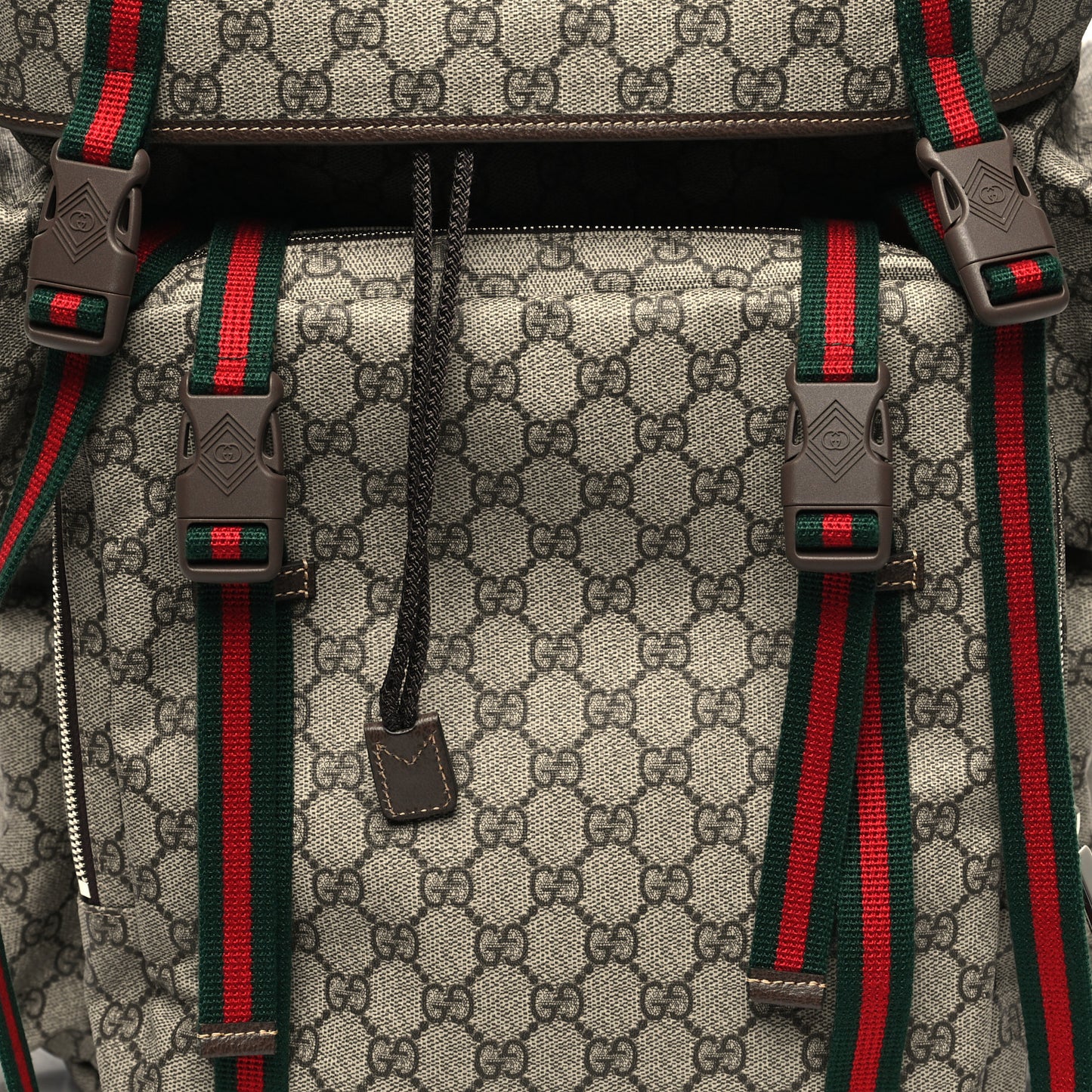 GG Supreme Monogram Web Backpack Beige Ebony