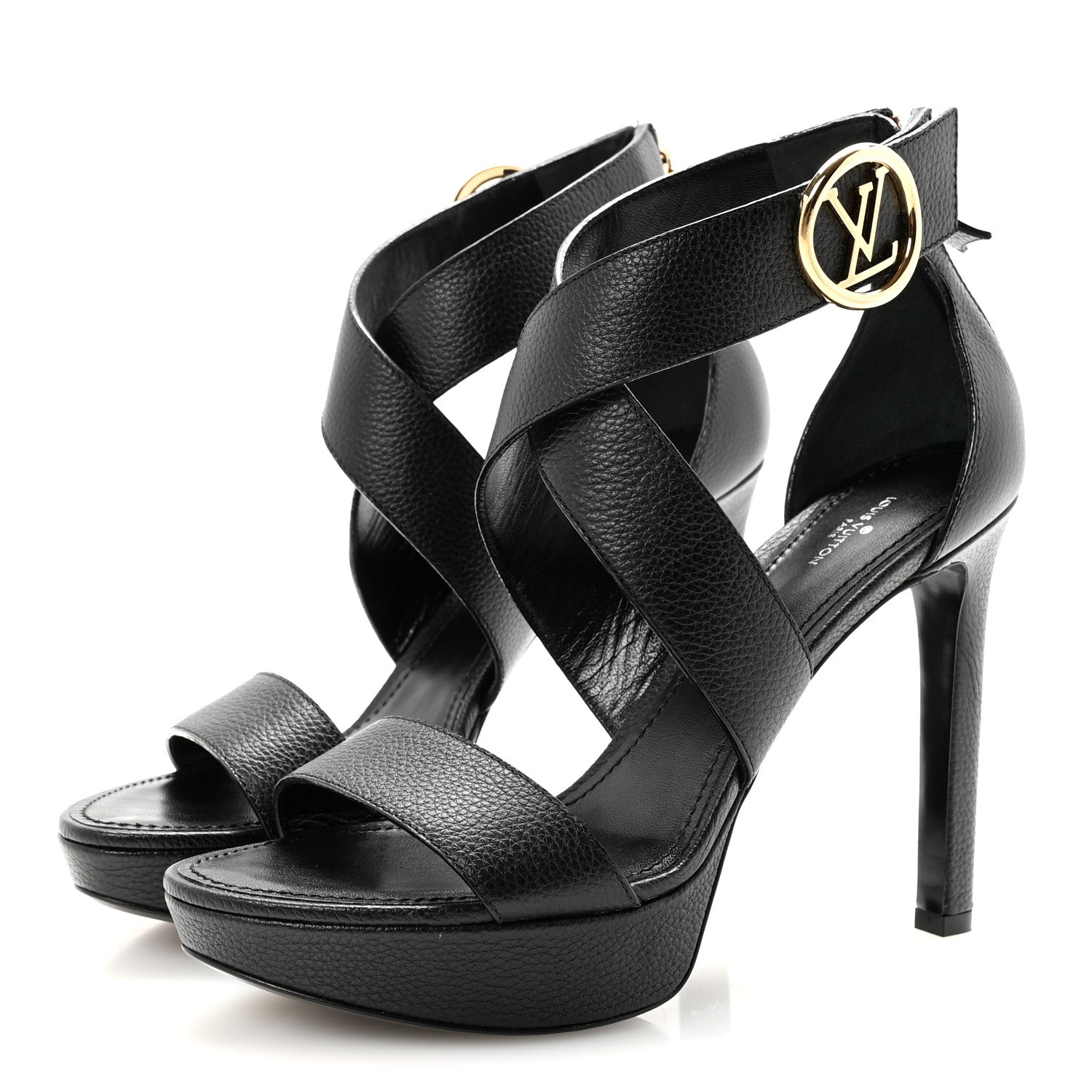 Louis Vuitton Grained Calfskin Horizon Platform Sandals 39.5 Black 4 of 10