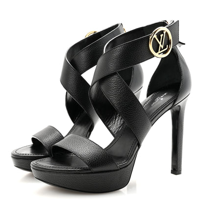 Louis Vuitton Grained Calfskin Horizon Platform Sandals 39.5 Black 4 of 10