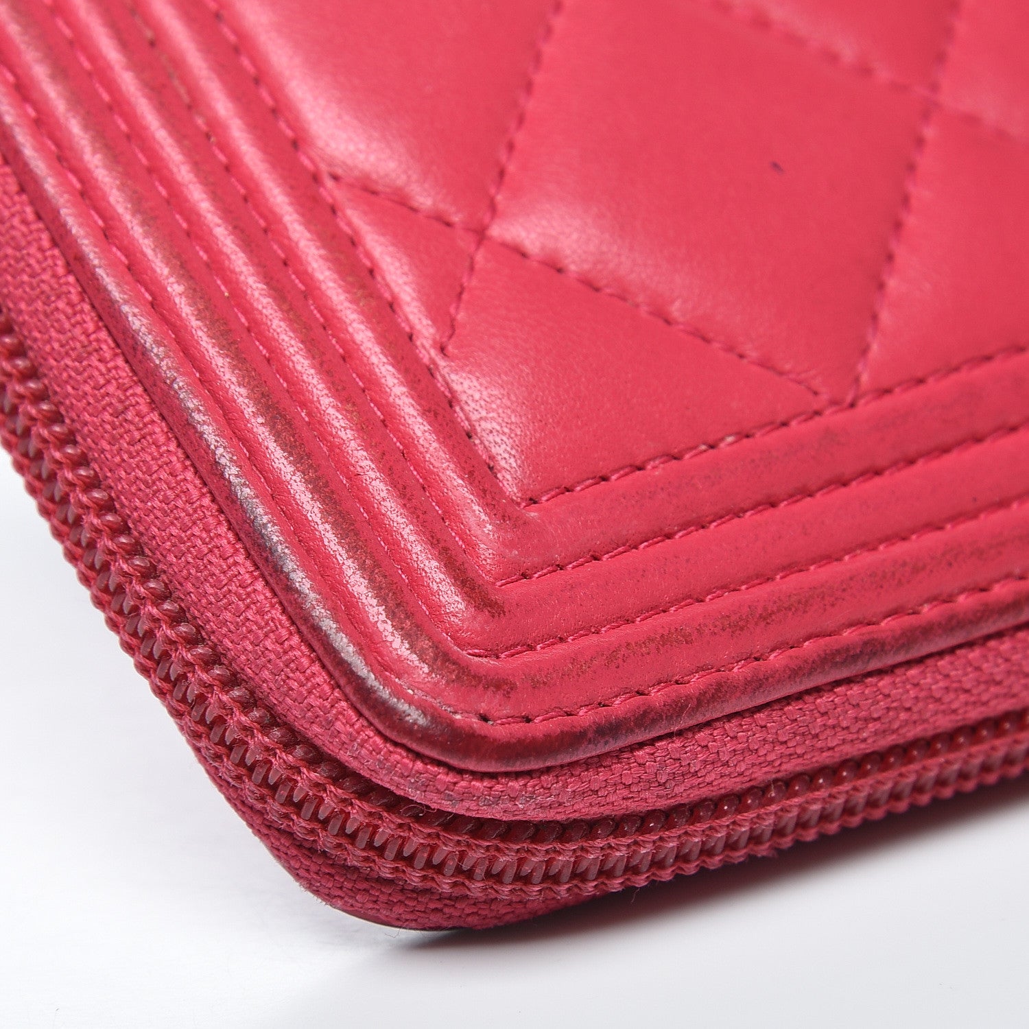 Chanel Lambskin Quilted Small Boy Zip Around Wallet Fuchsia 5 of 14
