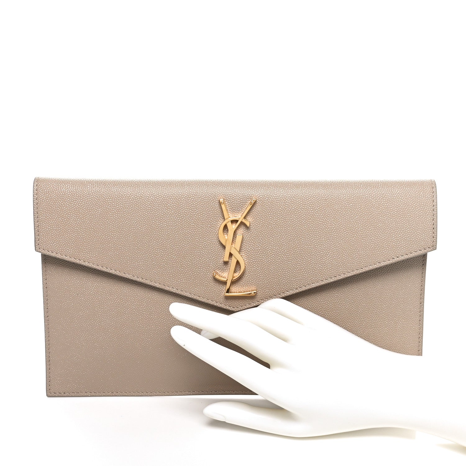 Saint Laurent Grain De Poudre Uptown Pouch Dark Beige 2 of 6