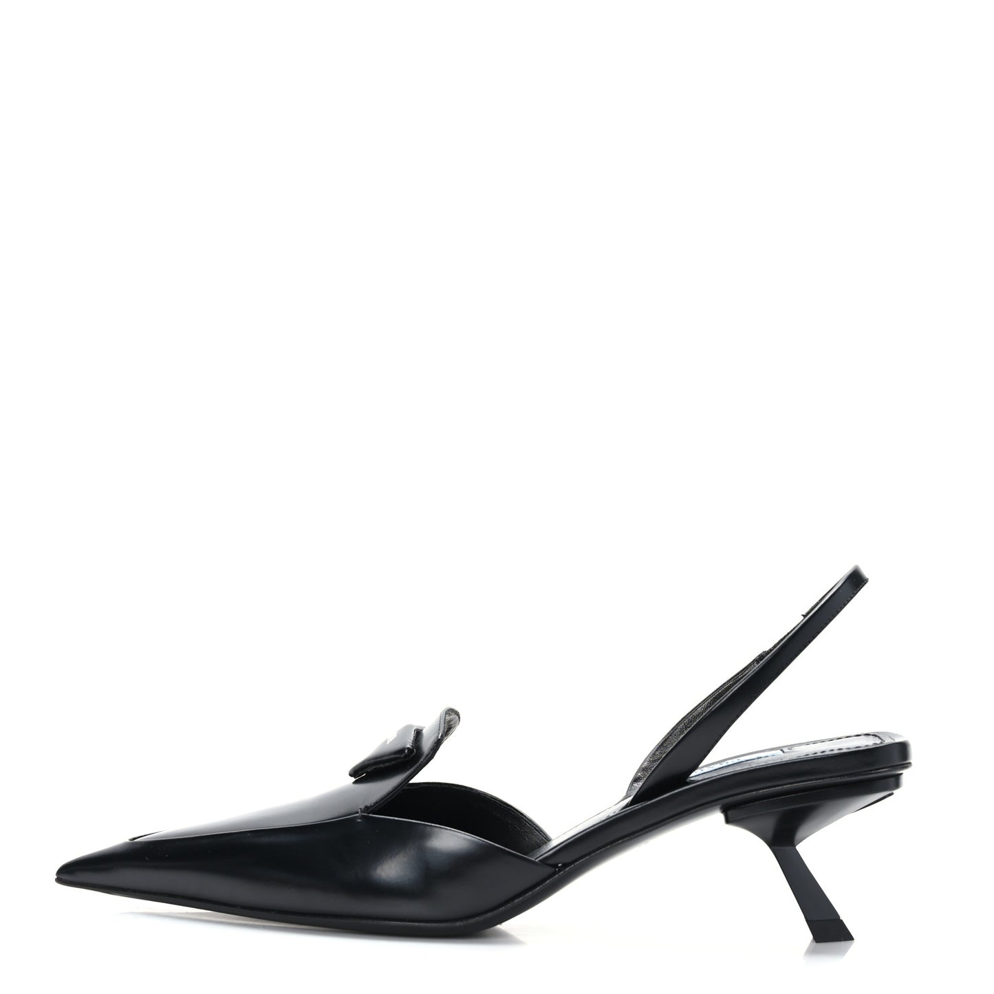 Spazzolato Logo Pointed Toe 55mm Slingback Pumps 38 Black