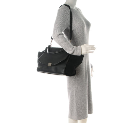 Celine Drummed Calfskin Suede Medium Trapeze Black 2 of 10