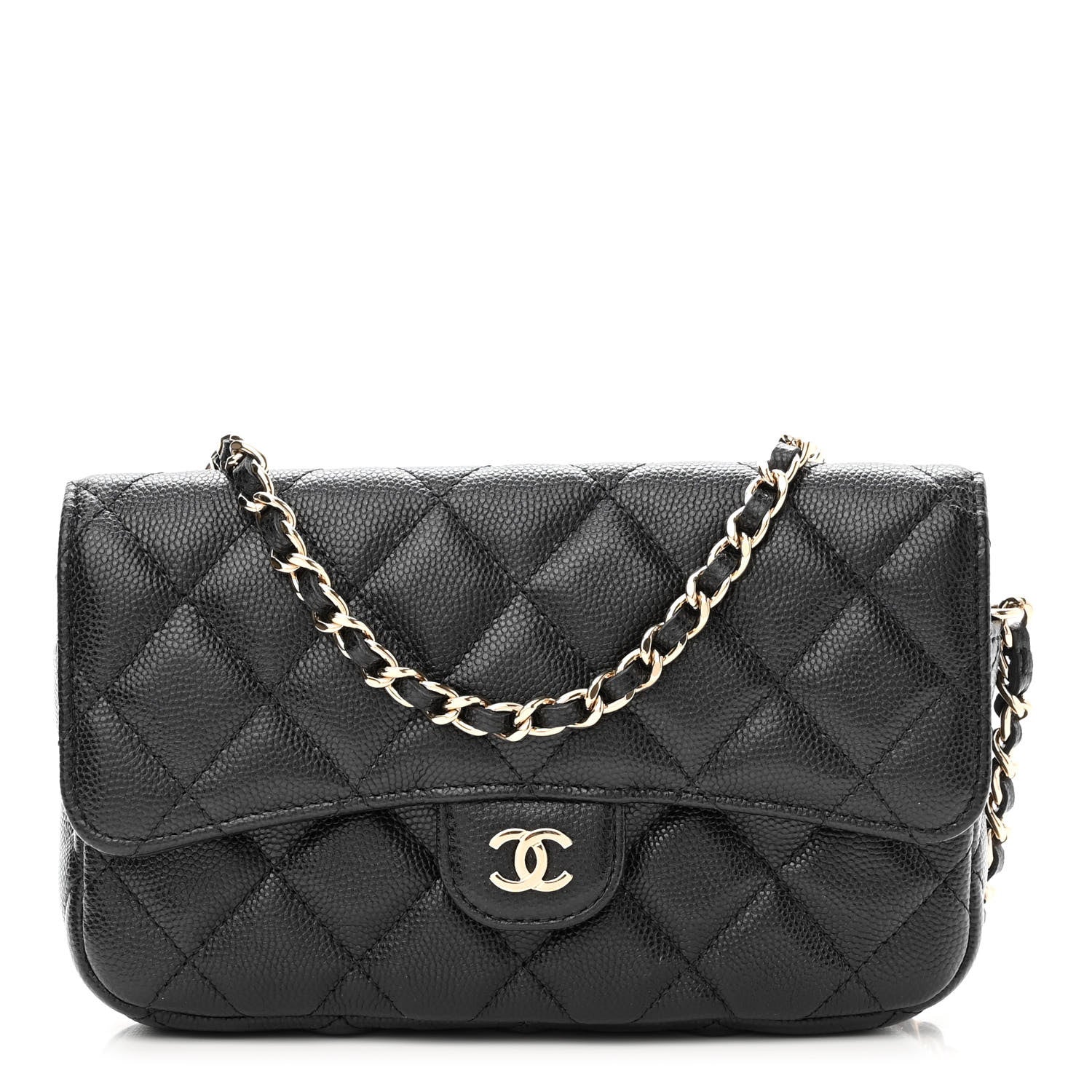 Chanel Caviar Quilted Flap Phone Holder With Chain Black 1 of 13