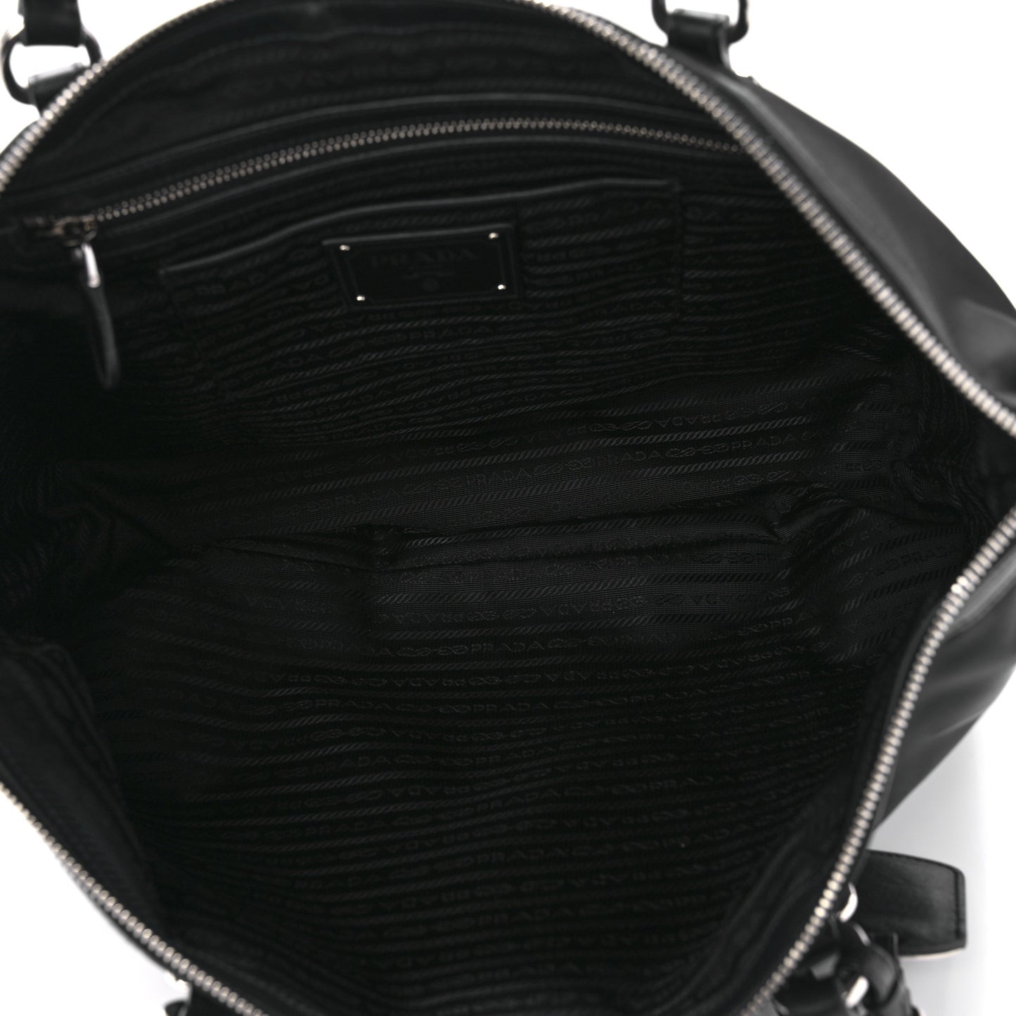 Tessuto Nylon Calfskin Shopping Tote Black
