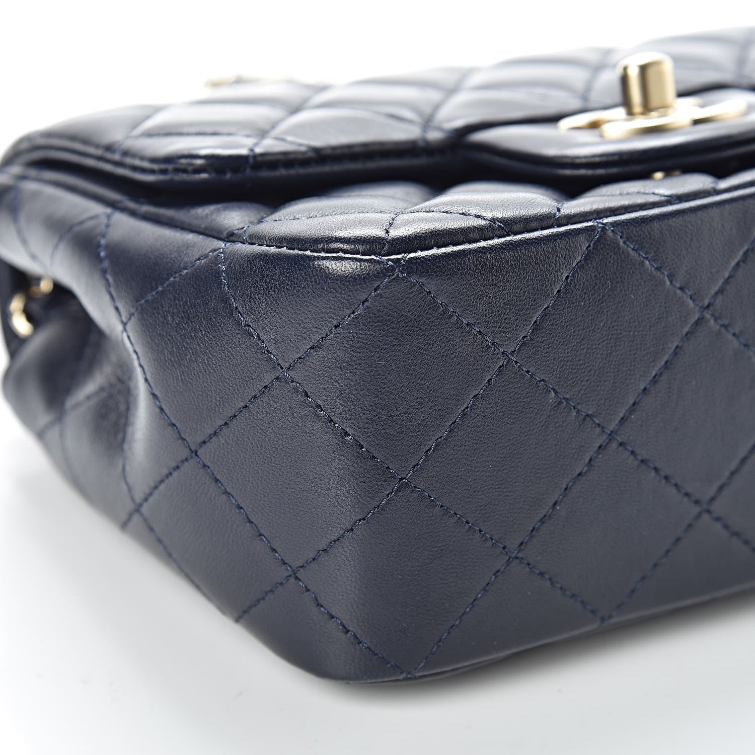 Chanel Lambskin Quilted Mini Square Flap Navy Blue 10 of 12