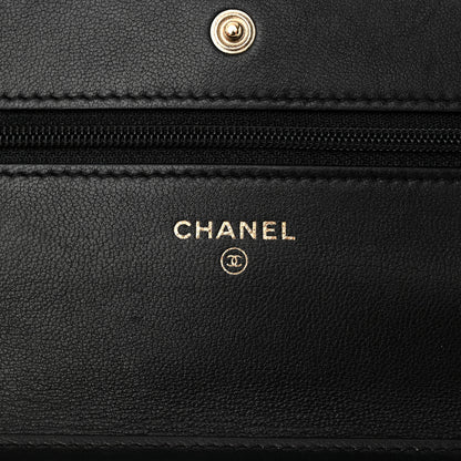 Chanel Lambskin Chevron Quilted Wallet On Chain WOC Black 6 of 12