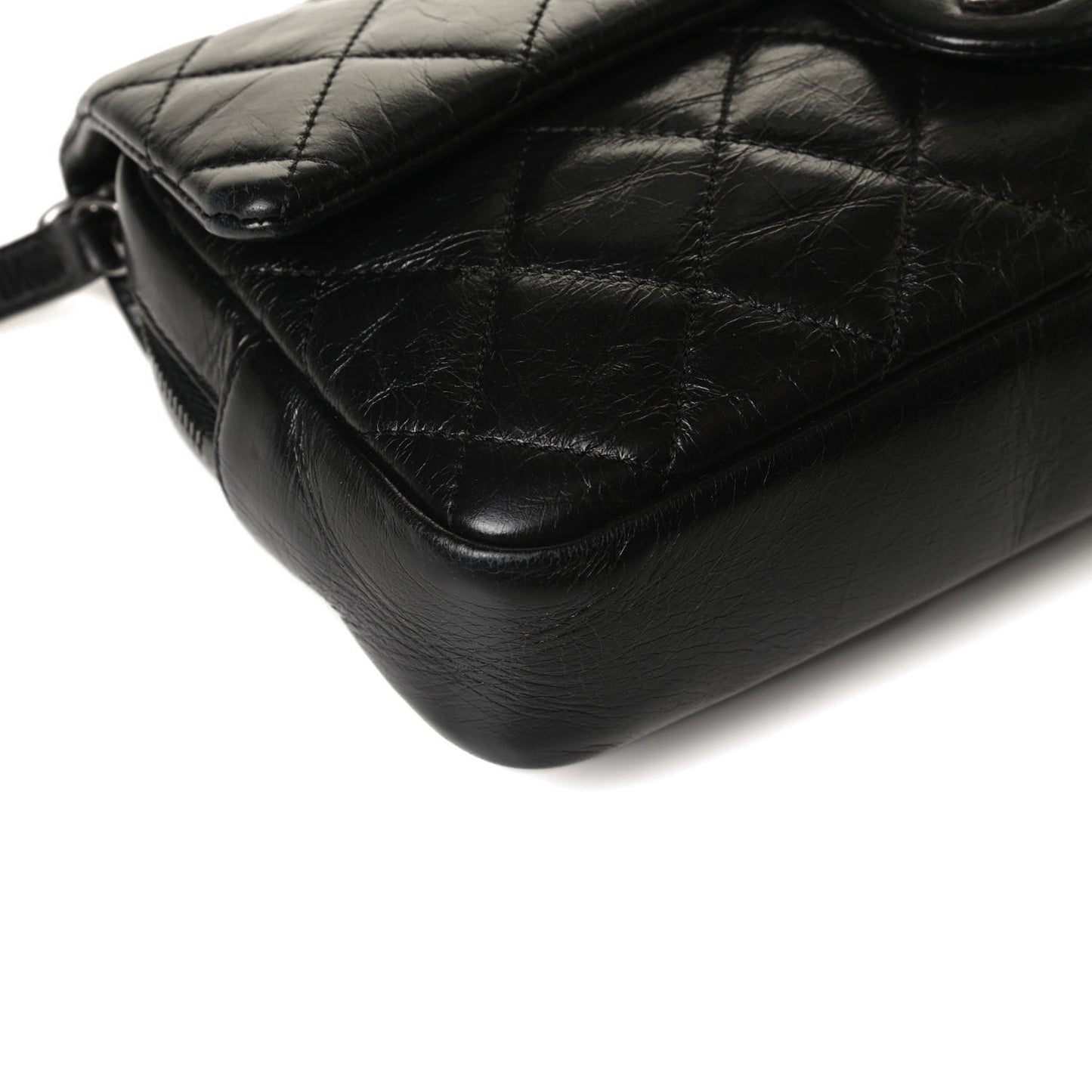 Glazed Calfskin Medium Duo Color Flap Black