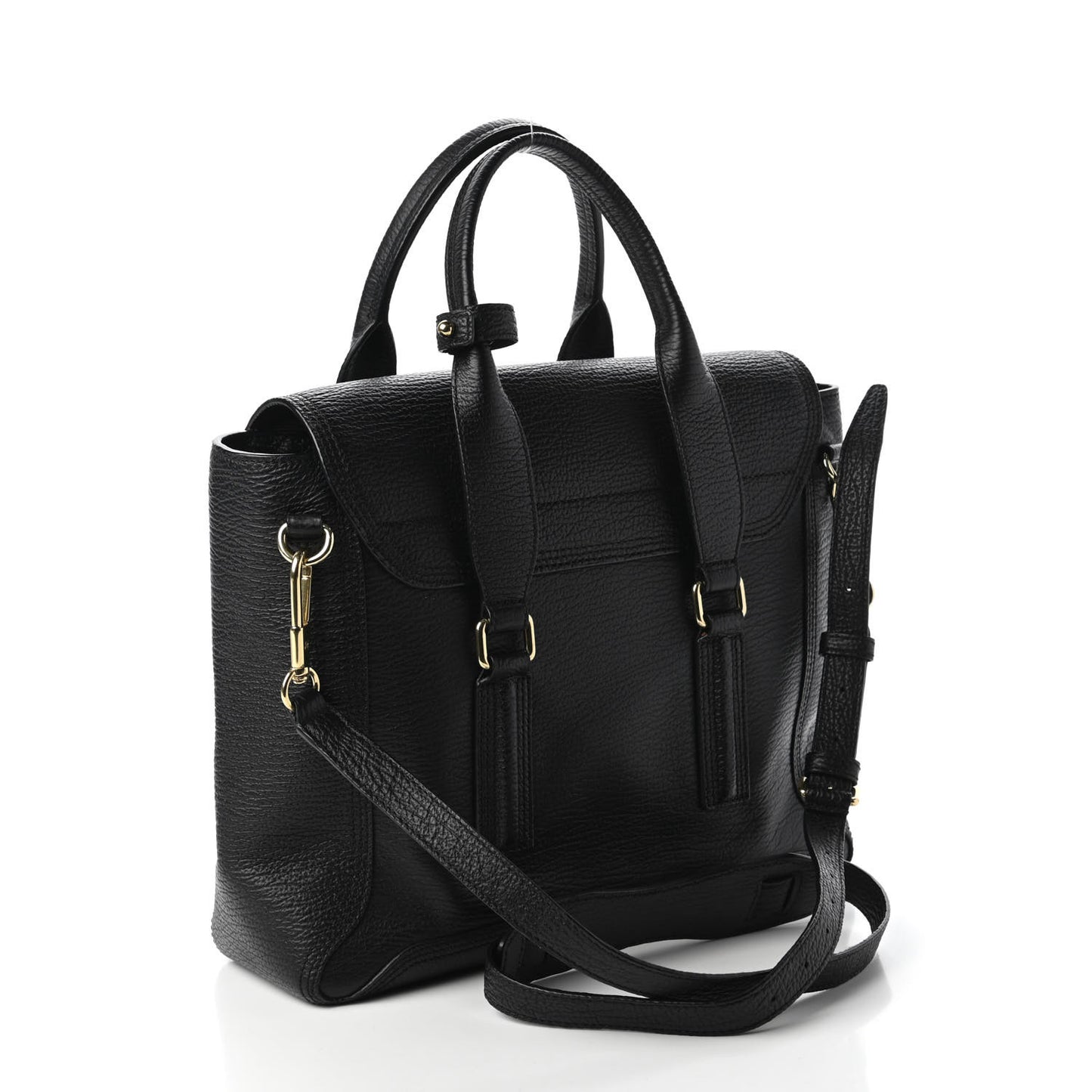 Textured Calfskin Medium Pashli Satchel Black