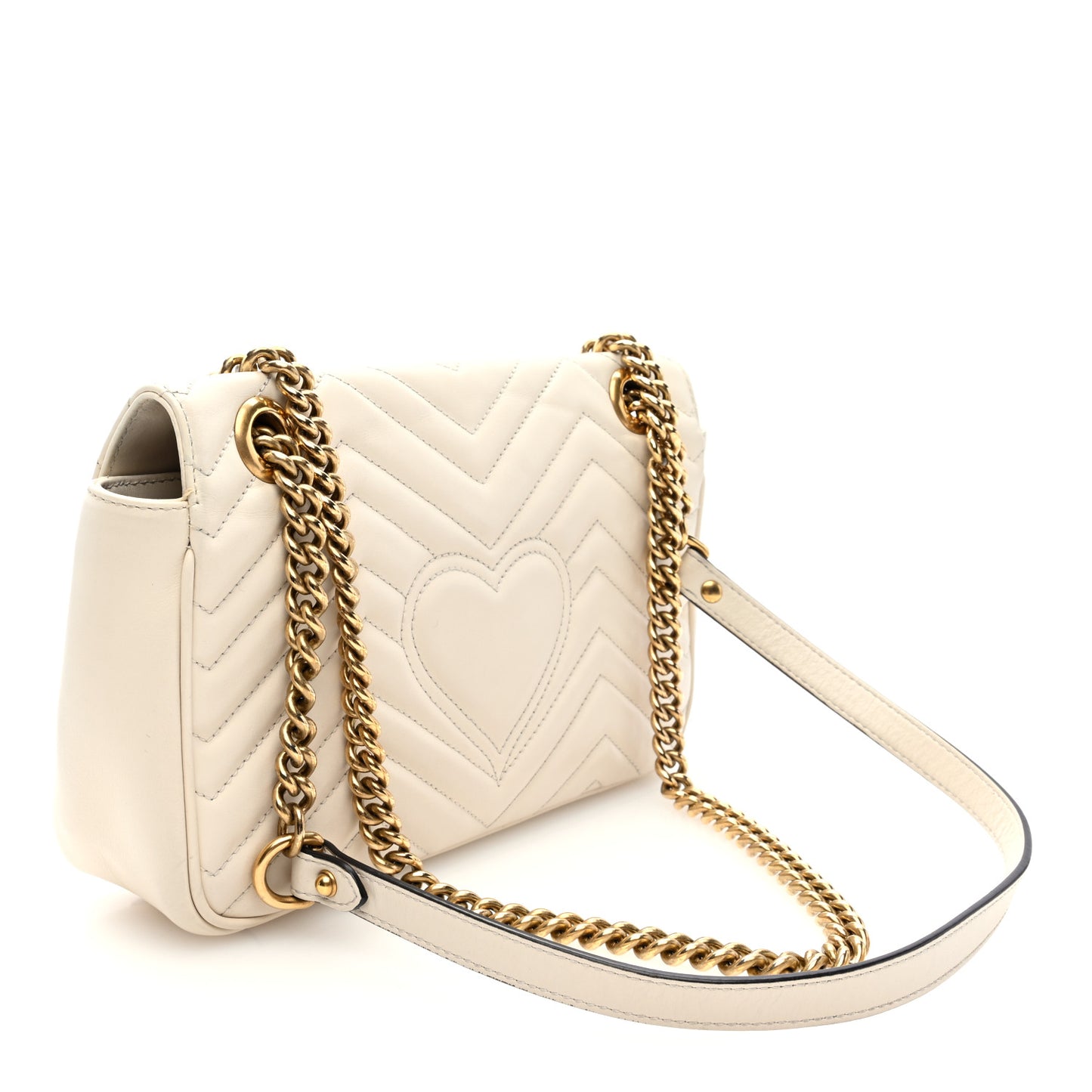 Calfskin Matelasse Small GG Marmont Shoulder Bag White