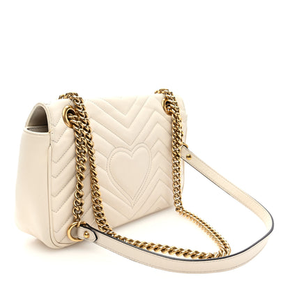 Gucci Calfskin Matelasse Small GG Marmont Shoulder Bag White 3 of 10