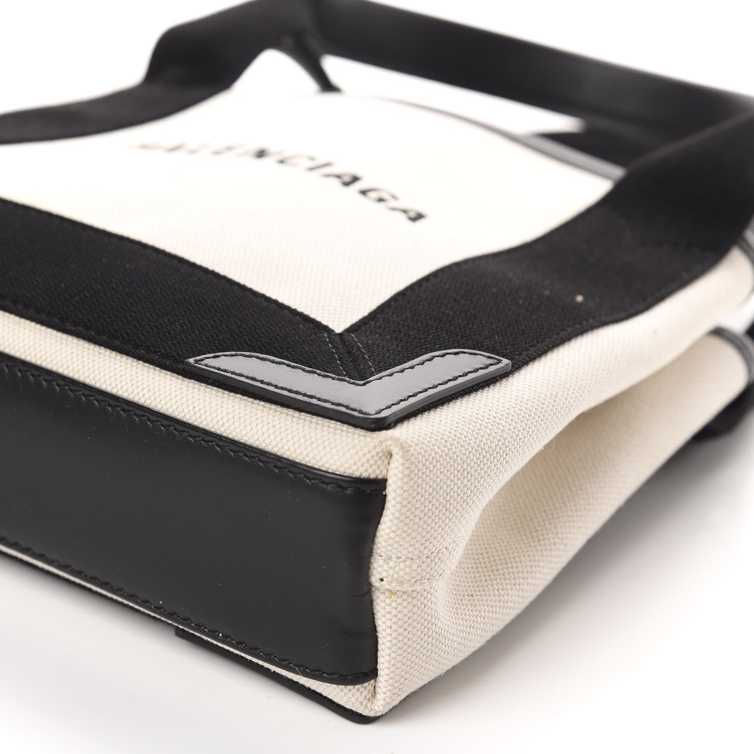 Balenciaga Cotton Canvas Calfskin Navy Cabas XS Natural Black 8 of 12