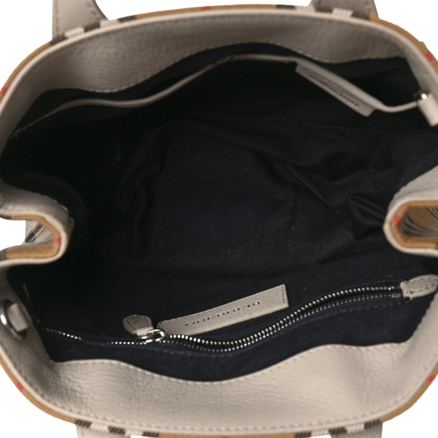 Burberry Goatskin Vintage Check Small Banner Tote Limestone 4 of 9