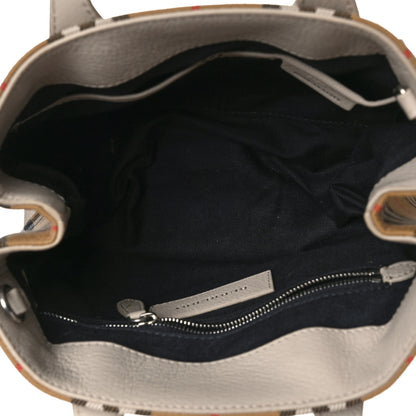 Burberry Goatskin Vintage Check Small Banner Tote Limestone 4 of 9