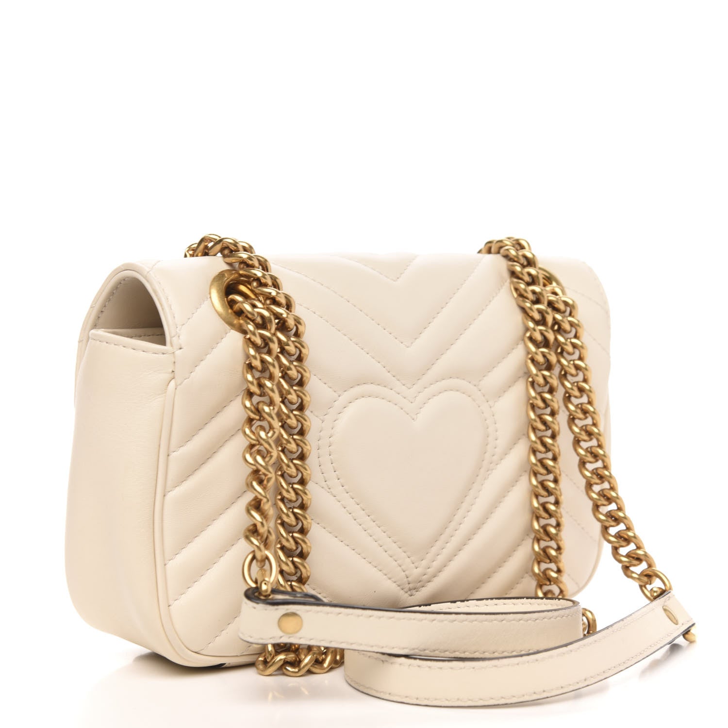 Gucci Calfskin Matelasse Mini GG Marmont Shoulder Bag White 3 of 11