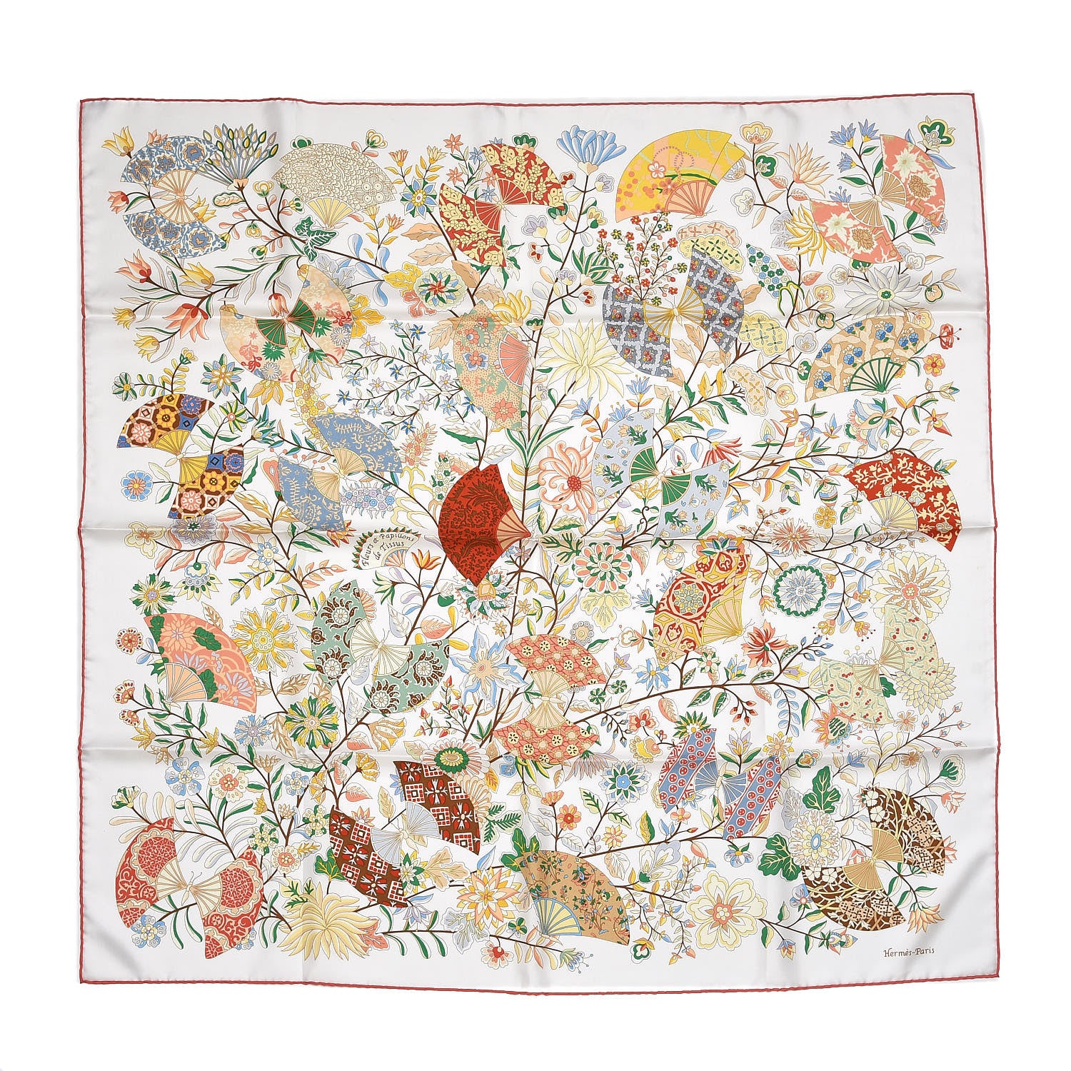 Hermes Silk Fleurs et Papillons de Tissus Scarf 90 1 of 6